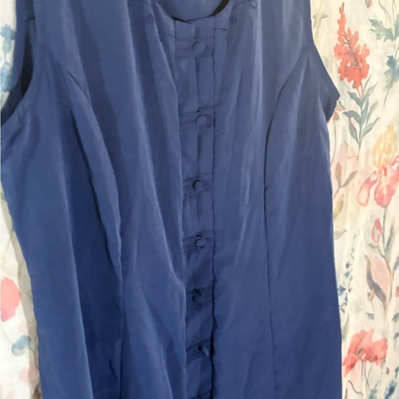 Vintage Sleeveless Blue Button-Down Dress - Picture 3 of 7